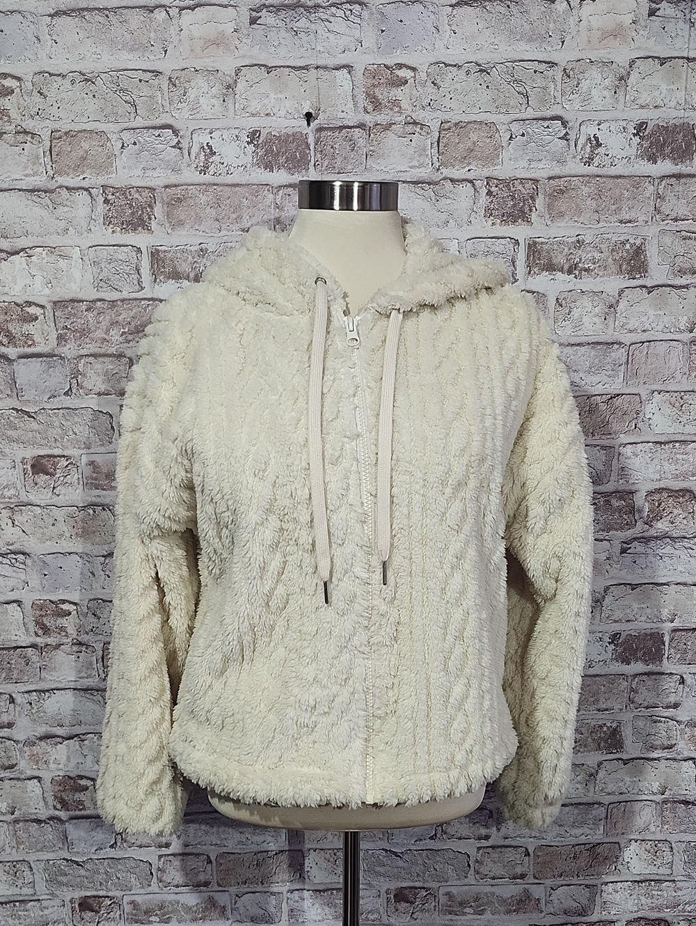 No Boundaries Cream Sherpa Zip Hoodie Jacket